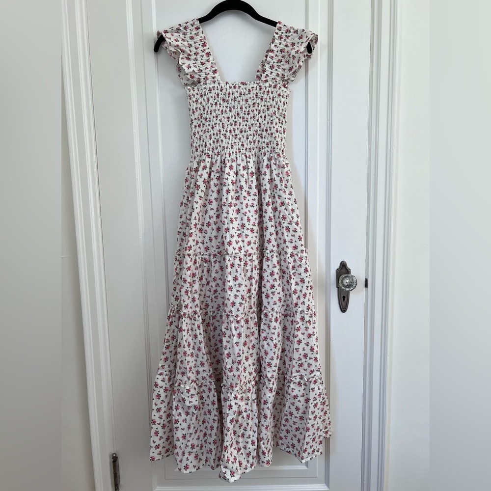 Girls' Cream Floral Smocked Maxi Dress
